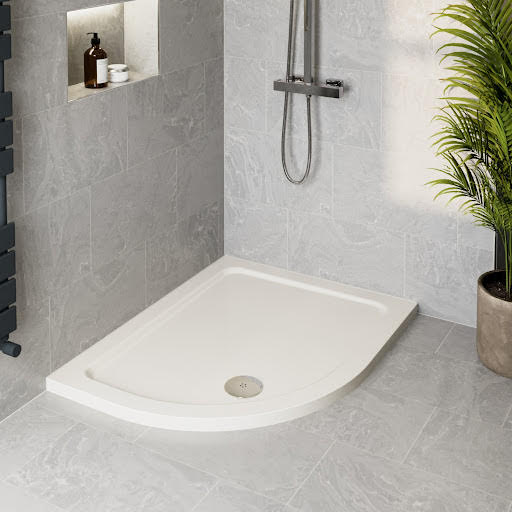 Podium Low Profile 1200 x 800mm Non-Slip Offset Quadrant Shower Tray with Waste - LH Entry