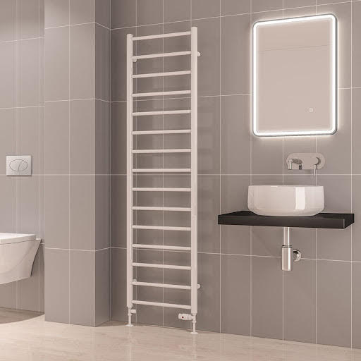 Solaro Tuscan Round Bar 1800 x 500mm Heated Towel Radiator - Gloss White