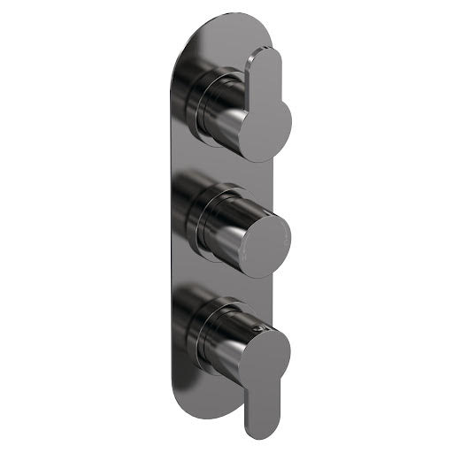 Aquari Curvo Concealed Thermostatic Shower Valve - Pewter, Triple Outlet