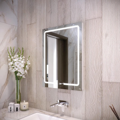 RAK Pegasus LED Bathroom Mirror with Demister Pad and Shaver Socket 600 x 800mm - Mains Power