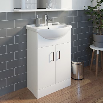 Essence White Gloss Bathroom Sink Cabinet - 550mm Width