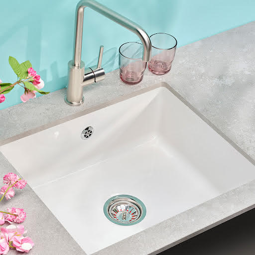 Reginox Mataro II Ceramic Single Bowl Kitchen Sink with Waste - White