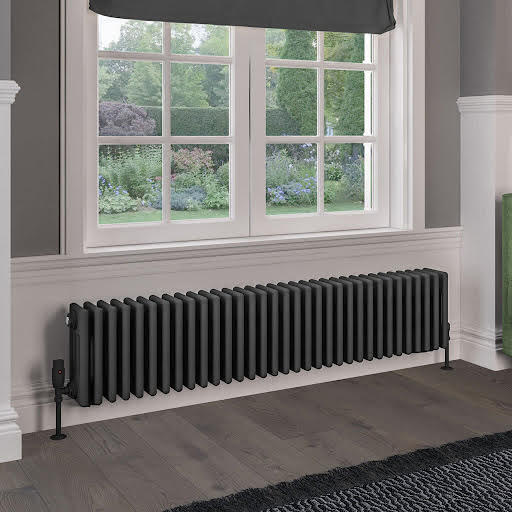 Eastlake Rivassa 300 x 1505mm Traditional 4 Column Radiator - Matt Anthracite