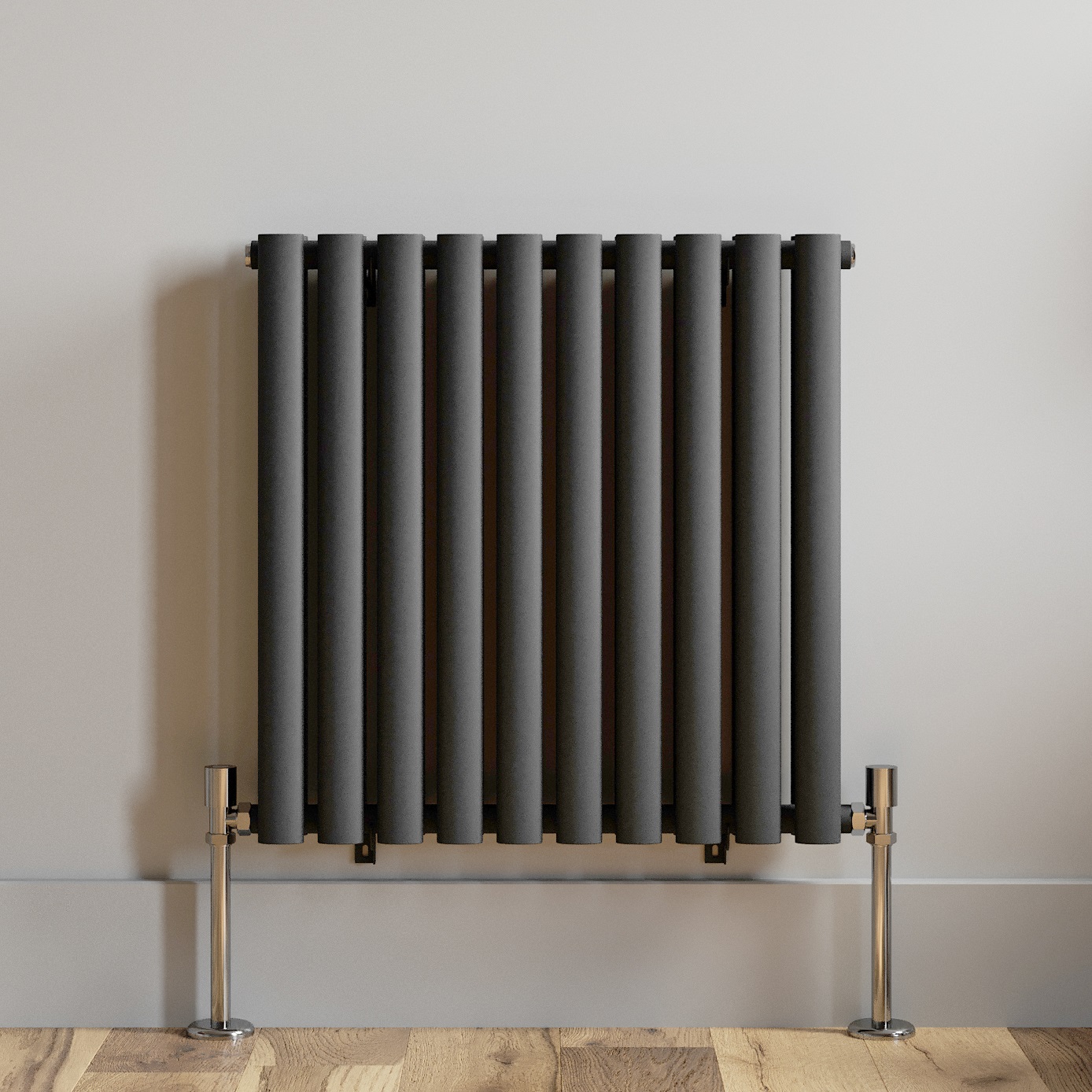 Anthracite Designer Radiator Horizontal Oval Column Double Panel Rad