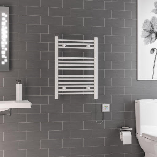 Solaro Biava Dry Element 700 x 500mm Electric Heated Towel Radiator - Gloss White