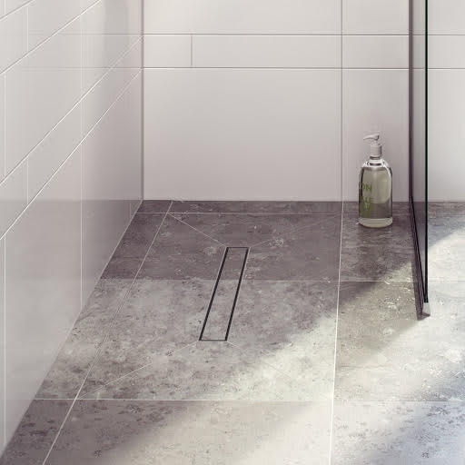 Purus 600mm Tile Grate Wetroom Kit 1400x920mm with Low Outlet Drainage Channel and Tanking Kit