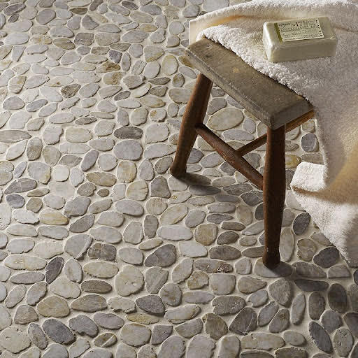 Amiata Richmond Cream Flat Cut Large Pebble Mosaic Wall & Floor Tiles 300 x 300mm