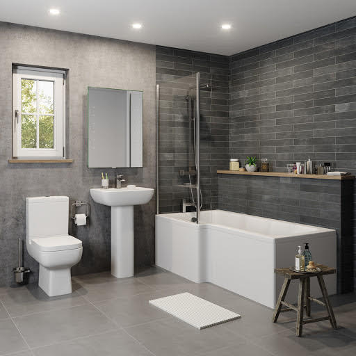 Amelie Bathroom Suite with L Shape Bath & Screen - Left Hand 1700mm