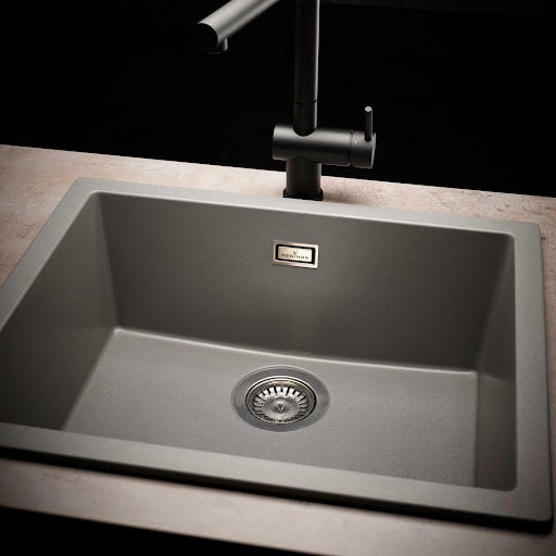Reginox Amsterdam 40 Integrated Single Bowl  Granite Kitchen Sink Grey Silvery