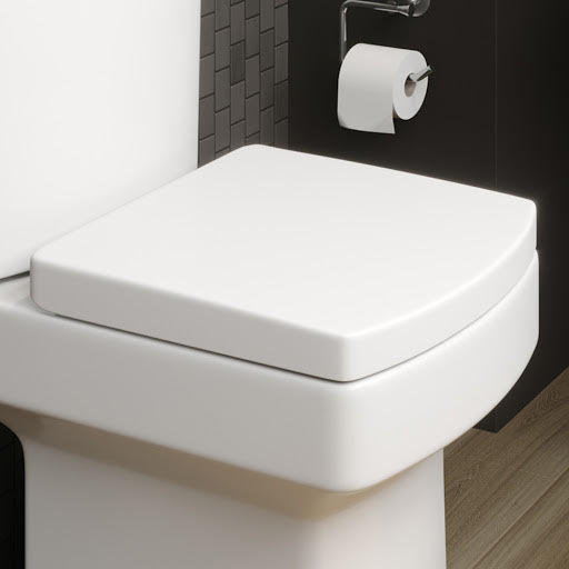 Affine Royan Soft Close Square Toilet Seat - Top Fix White