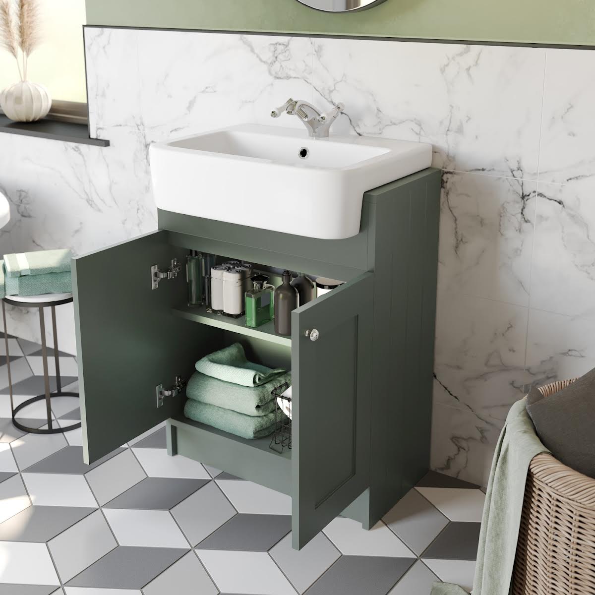 Park Lane Winchester Green Toilet & Vanity Unit with Basin 1820mm