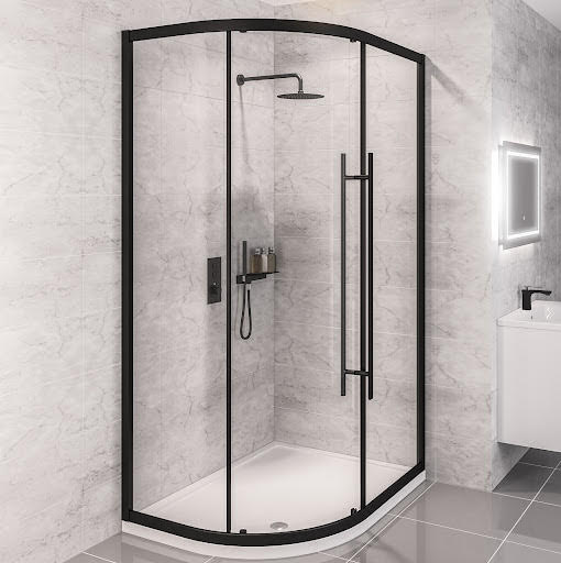 Clario Vantage 2000 Offset Quadrant Shower Enclosure 1100 x 900mm - Matt Black