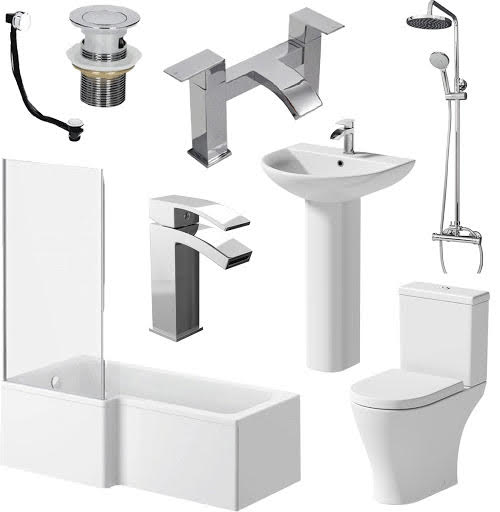 Ceramica Arles Bathroom Suite with 1700mm LH Bath, Toilet, Basin, Taps, Shower, Screen & Waste