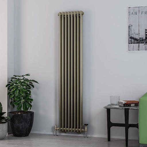 Eastlake Rivassa 1800 x 383mm Traditional 2 Column Vertical Radiator - Bronze Effect