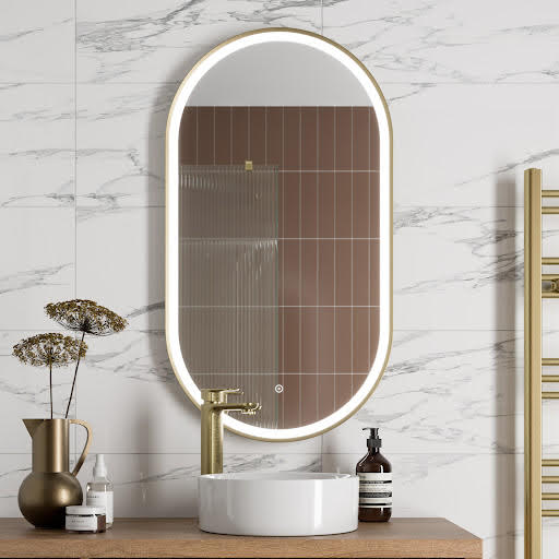 Artis Oval LED Mirror with Demister - 550 x 1000mm Brushed Brass