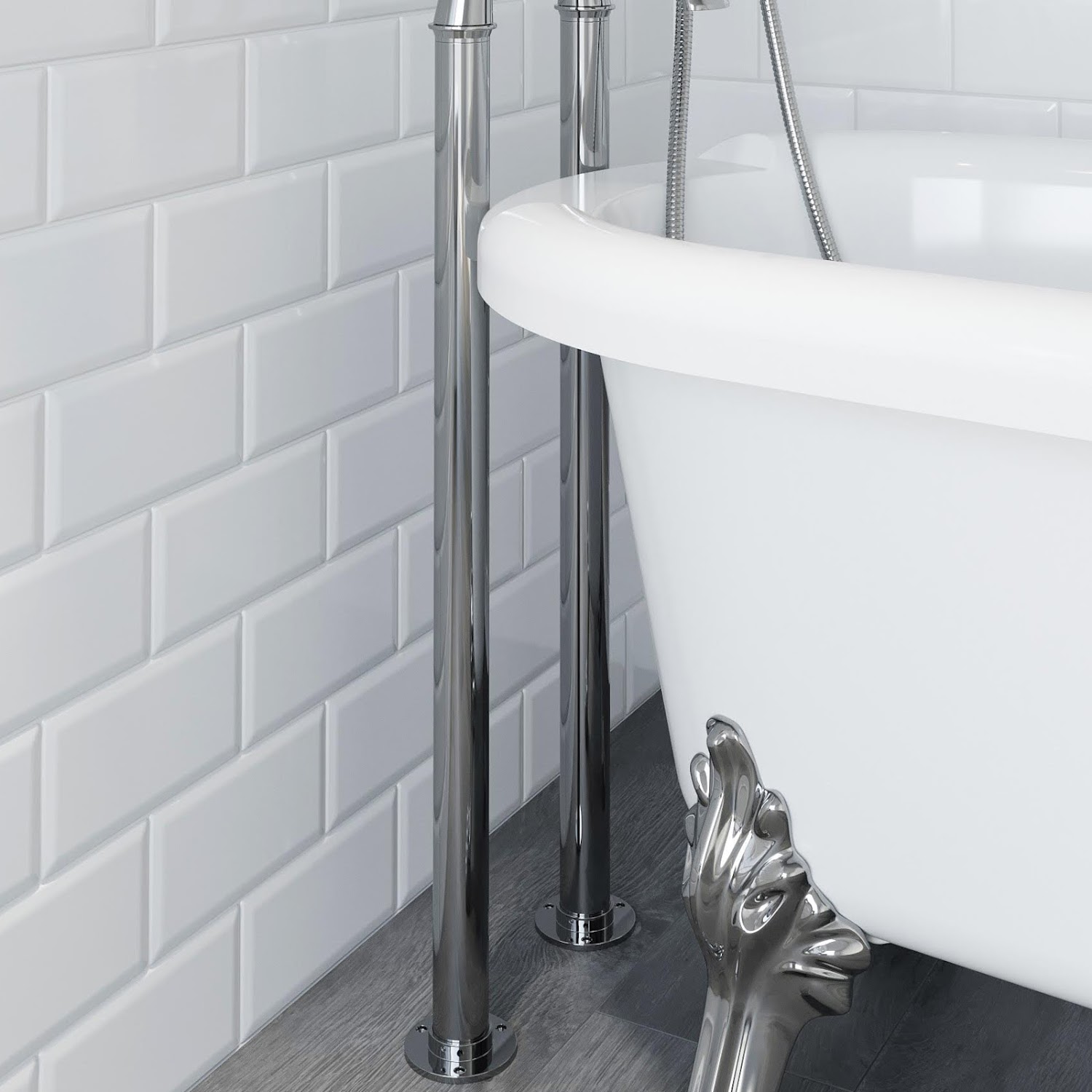 Chrome Freestanding Stand Pipes & Shrouds for Traditional Freestanding