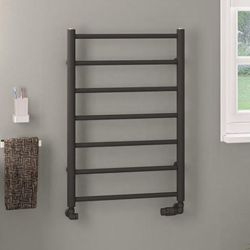 Solaro Tuscan Round Bar 800 x 600mm Heated Towel Radiator - Matt Anthracite