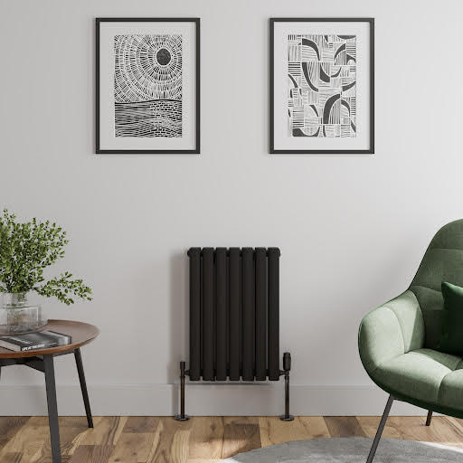 DuraTherm Horizontal Oval Tube Double Panel Designer Radiator - 600 x 420mm Black