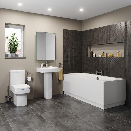 Royan Bathroom Suite with Double Ended Bath, Toilet & Basin