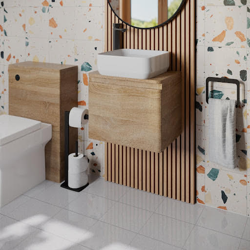 Regis Forma Wall Hung Wood Vanity Unit & Cannes Countertop Basin 500mm
