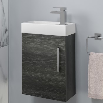 Charcoal grey wall hung fully assembled basin unit