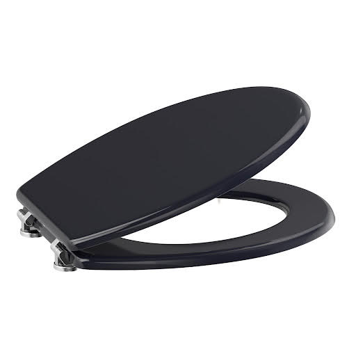 Ceramica Round Wooden Toilet Seat - Bottom Fix Black Gloss