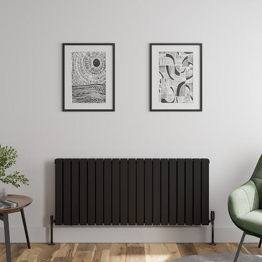 DuraTherm Horizontal Double Flat Panel Designer Radiator - 600 x 1440mm Black