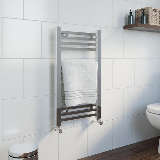 DuraTherm Square Bar Heated Towel Rail Chrome - 800 x 450mm