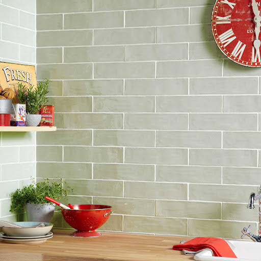 Amiata Bespoke Sage Green Ceramic Wall Tiles 75 x 300mm