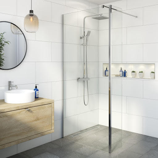 Diamond Wet Room Shower Screen 1200mm with Return Panel - 8mm