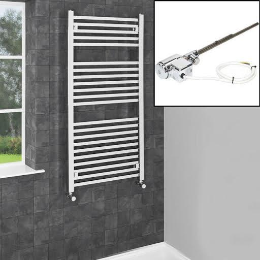 Dual Fuel Square Bar Heated Towel Rail 1200 x 600mm Thermostatic