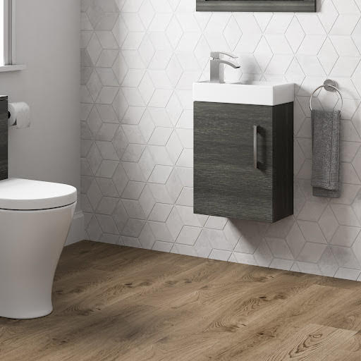 Artis Breeze Grey Wall Hung Cloakroom Wood Basin Vanity Unit 400mm