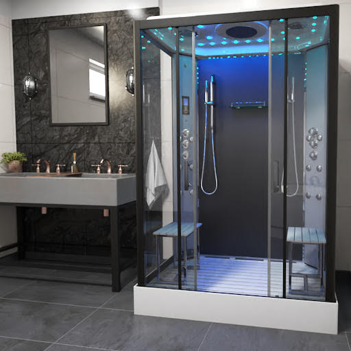 Insignia Platinum Twin Steam Shower Cabin 1400 x 900mm - Black & Anthracite