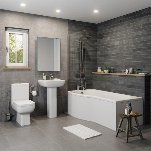 Amelie Bathroom Suite With Shower Bath, Screen, Toilet & Basin LH 1700mm