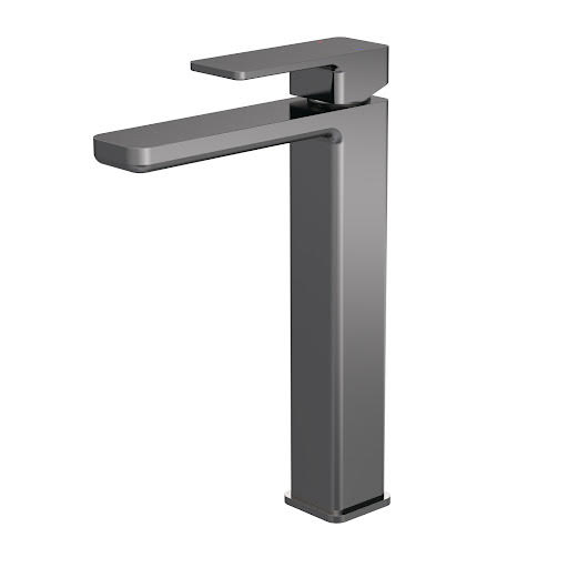 Aquari Quadro Brushed Pewter High Rise Basin Mixer Tap