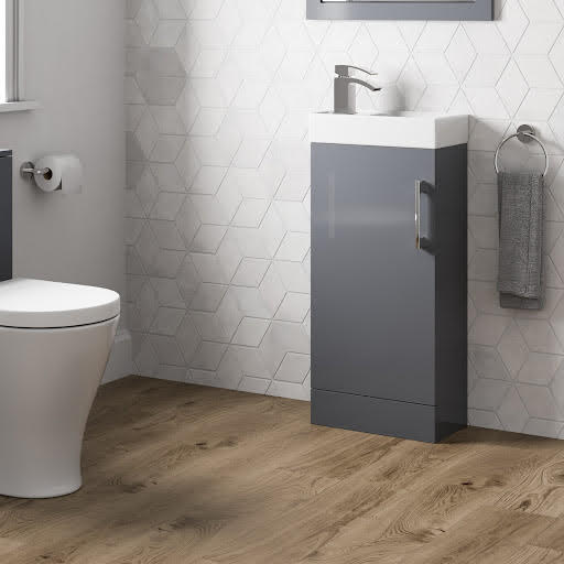 Artis Breeze Grey Gloss Freestanding Cloakroom Vanity Unit with Basin - 400mm