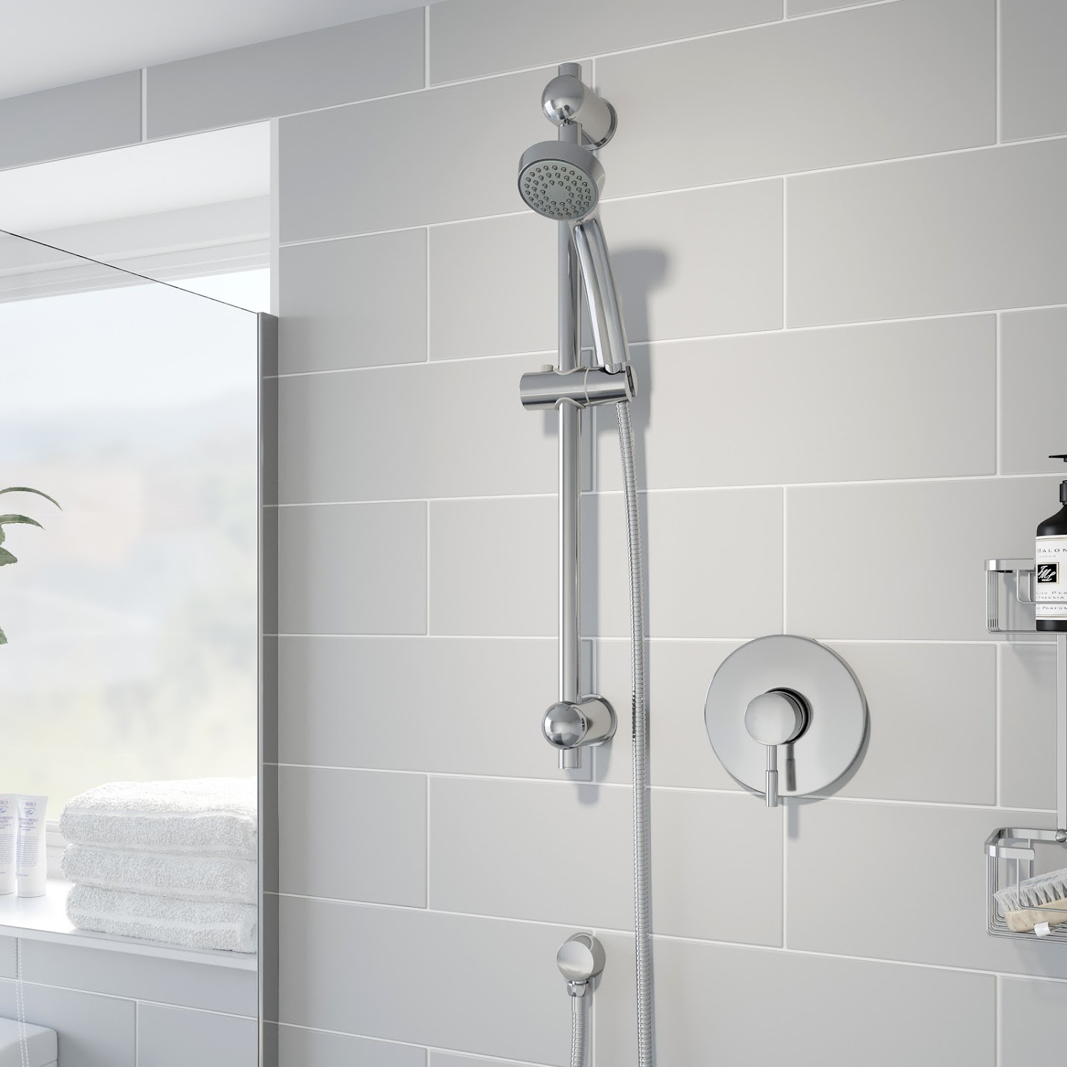 Concealed Stick Shower Concentric Wall Mounted Adjustable Head Chrome