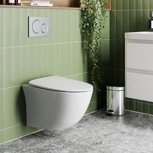 Affine Wall Hung Rimless Toilet & Soft Close Seat - Gloss White