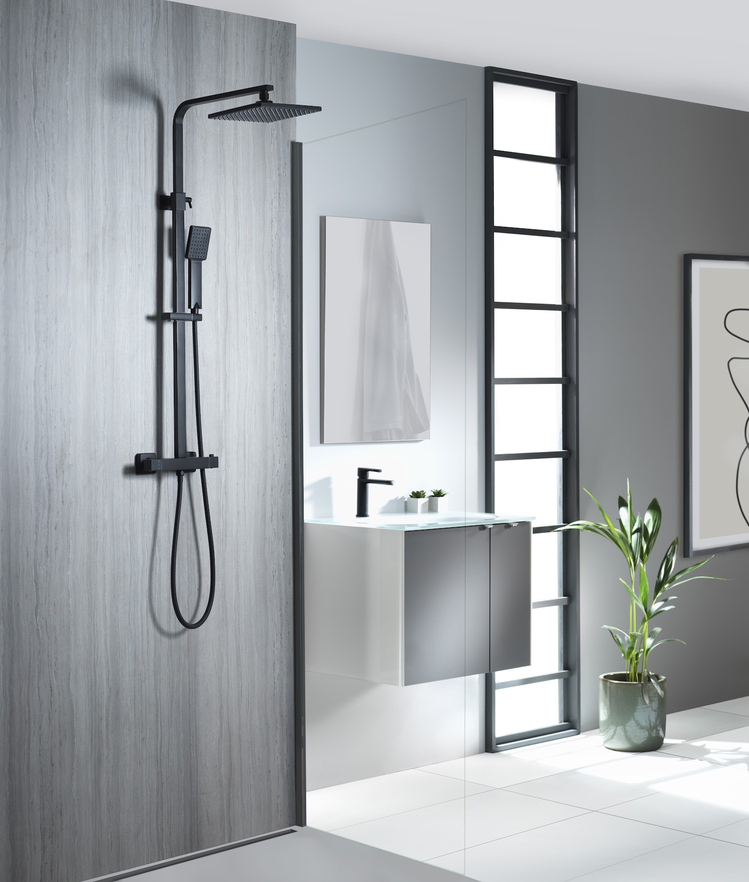 Aqualisa Deco Thermostatic Mixer Shower Square Bar Valve Black DECO.SQR