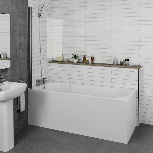 Ceramica Straight 1700x700mm Bath with Shower Screen & Bath Panel