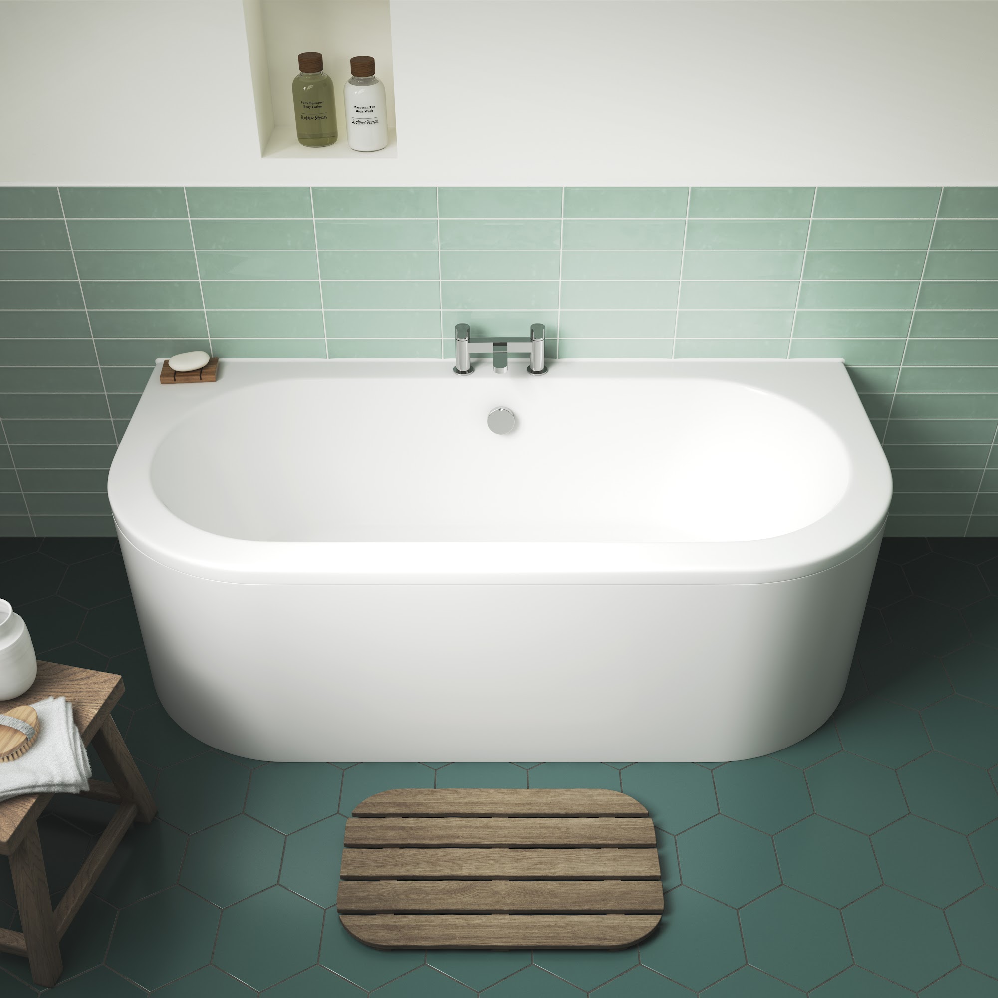 back to wall bathtub