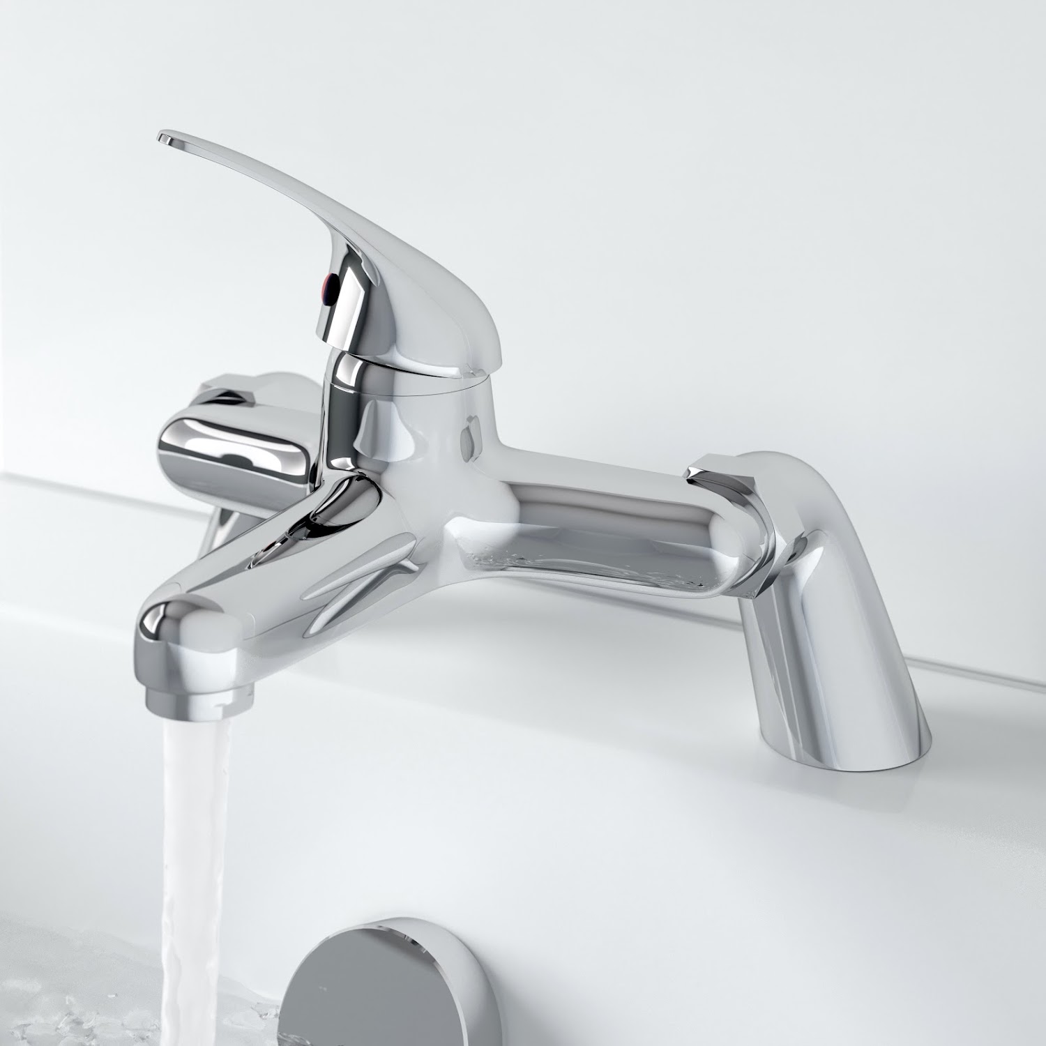 Bathroom Bath Filler Mixer Tap Chrome Modern Curved Single Lever Brass