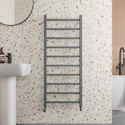 Solaro Square Bar Heated Towel Radiator Anthracite - 1200 x 500mm
