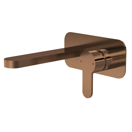Aquari Curvo Brushed Bronze Basin Wall Mounted Mixer Tap with Plate