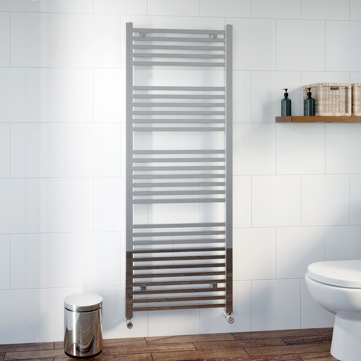 1600 x 600 Bathroom Heated Towel Rail Radiator Central Heating Square Bar Chrome 5056093618542