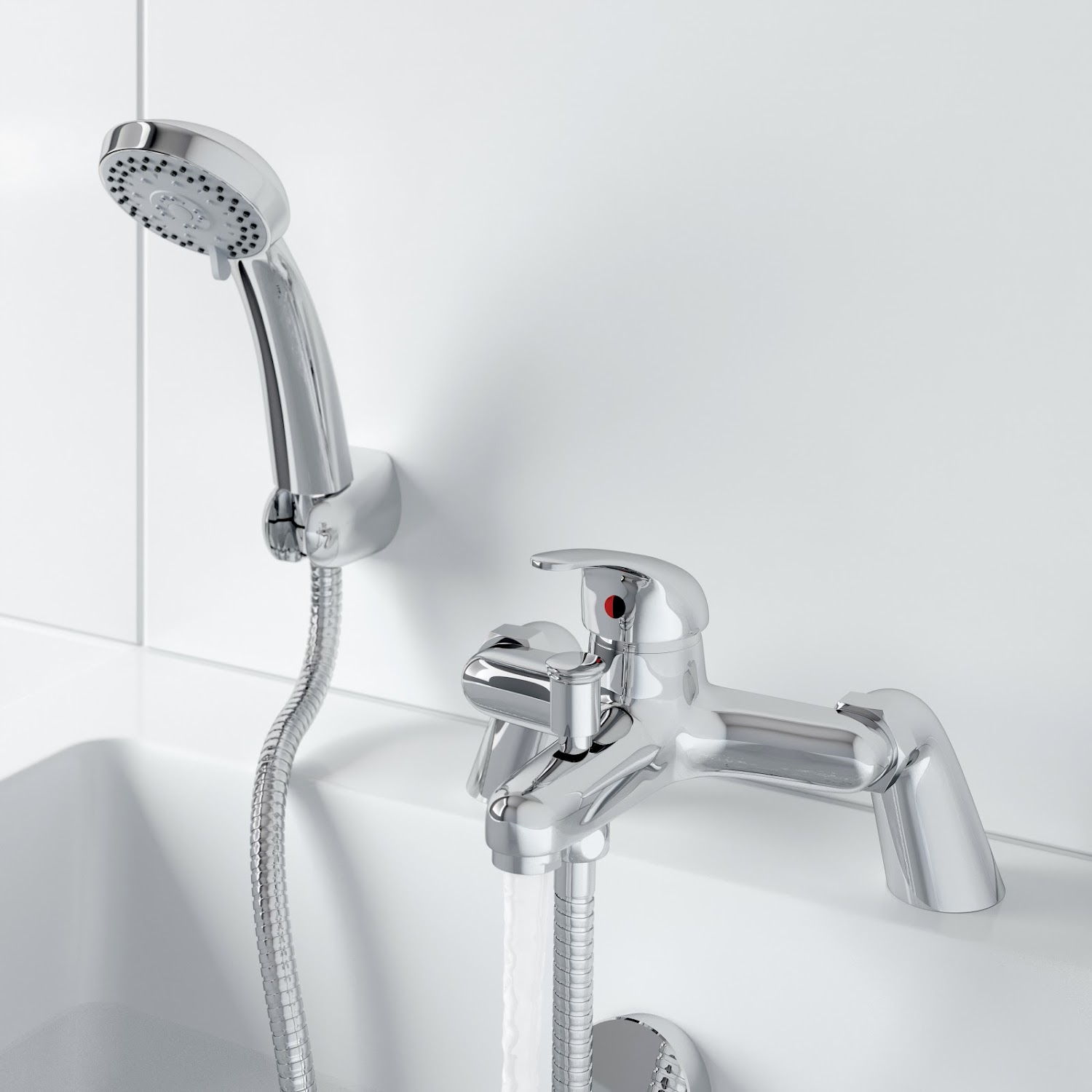 Bathroom Bath Shower Mixer Tap With Handset Chrome Modern Curved Single Lever Ebay