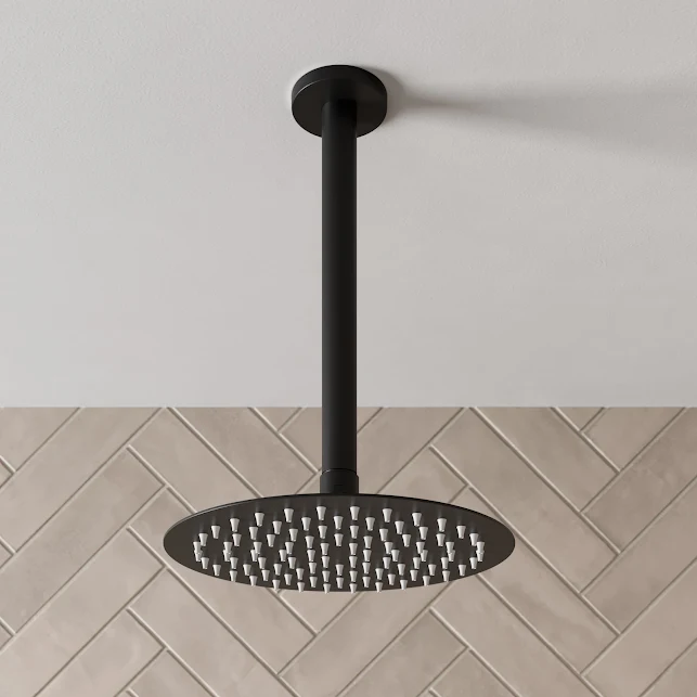 merano-ceiling-mounted-round-shower-head-200mm-black merano-ceiling-mounted-round-shower-head-200mm-black