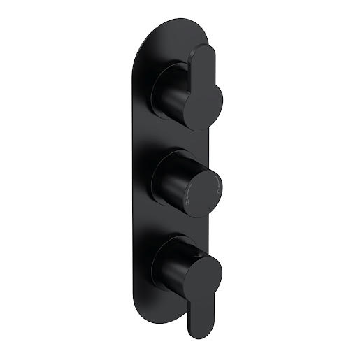 Aquari Curvo Concealed Thermostatic Shower Valve - Black, Triple Outlet
