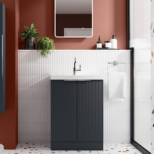 Regis Fluted Freestanding Anthracite Vanity Unit - 600mm
