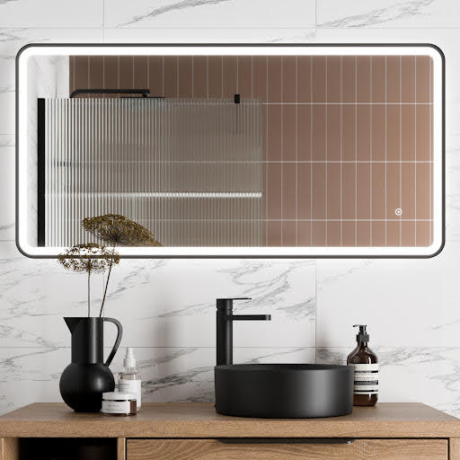 Artis Rectangular LED Mirror with Demister - 1200 x 600mm Matt Black